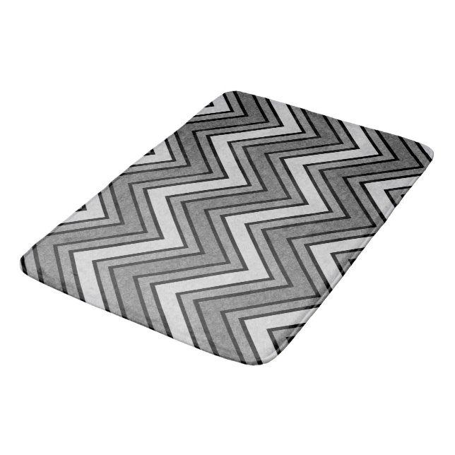 Tapis De Bain chevron croquis gris et noir (Angle)