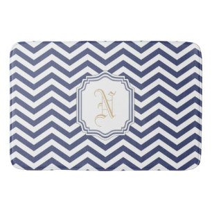Tapis De Bain Chevron Monogramme de la marine nautique