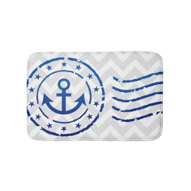 Tapis De Bain Chevron nautique et sceau d'Ancre (Devant)