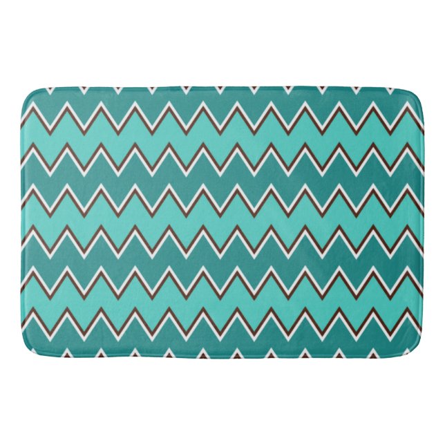 Tapis De Bain Chevron turquoise et Brown (Devant)