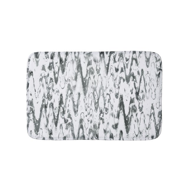 Tapis De Bain Chevrons Abstraits modernes Monochromatiques (Devant)