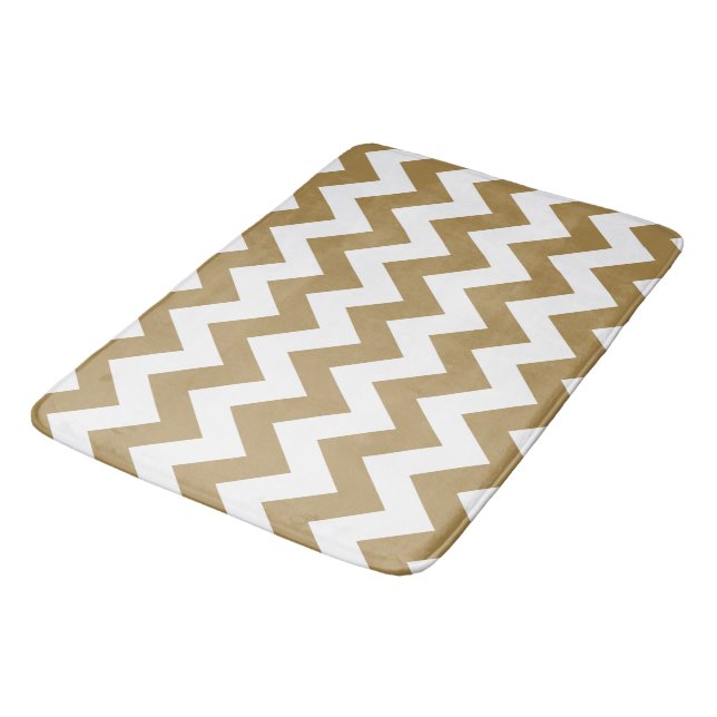 Tapis De Bain Chevrons neutres en teck (Angle)