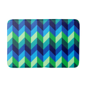Tapis De Bain Chevrons Ombre bleu vert moyen Mat de bain