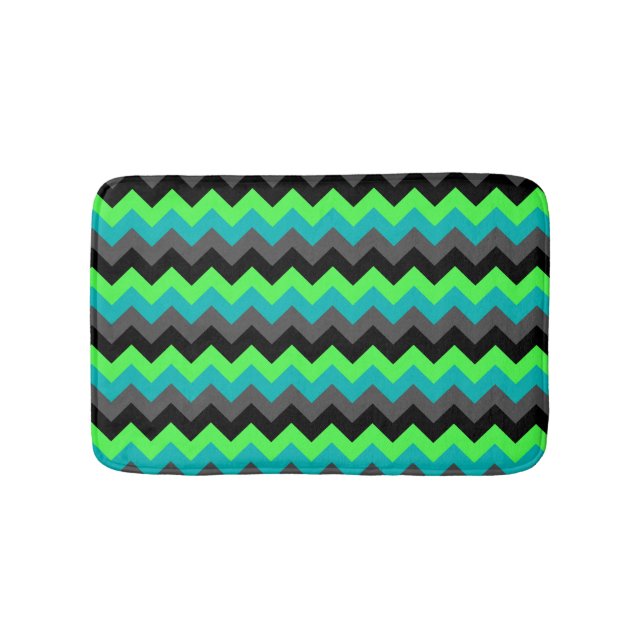 Tapis De Bain Chevrons Ombre Noir Vert Petit Mat Bain (Devant)