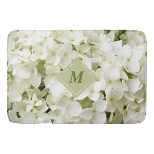 Tapis De Bain Chic Blanc Hydrangea Sage Vert Monogramme Mat de b
