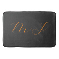Chic calligraphie gris orange monogramme nom initi