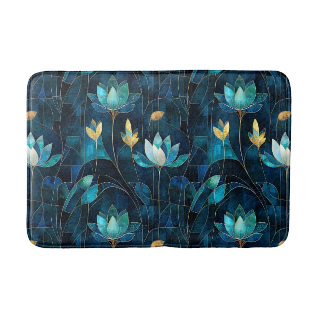 Tapis De Bain Chic chrysanthème turquoise (Devant)
