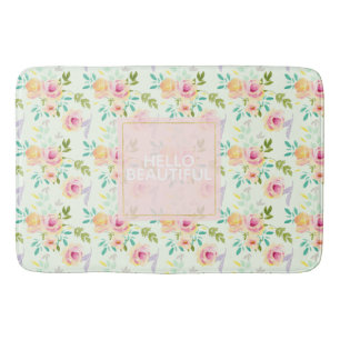 Tapis De Bain Chic floral rose menthe