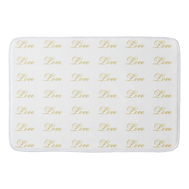 Tapis De Bain Chic Gold Script White Love Mariage Calligraphie (Devant)