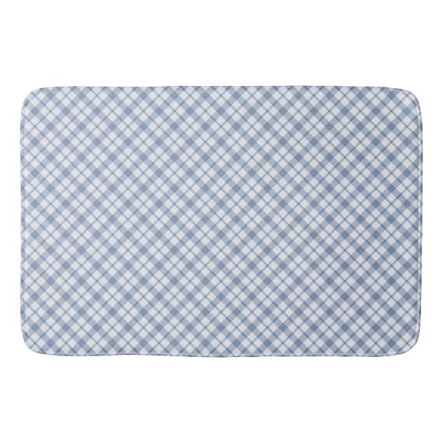 Tapis De Bain Chic Indigo bleu et blanc Preppy Check Mat (Devant)