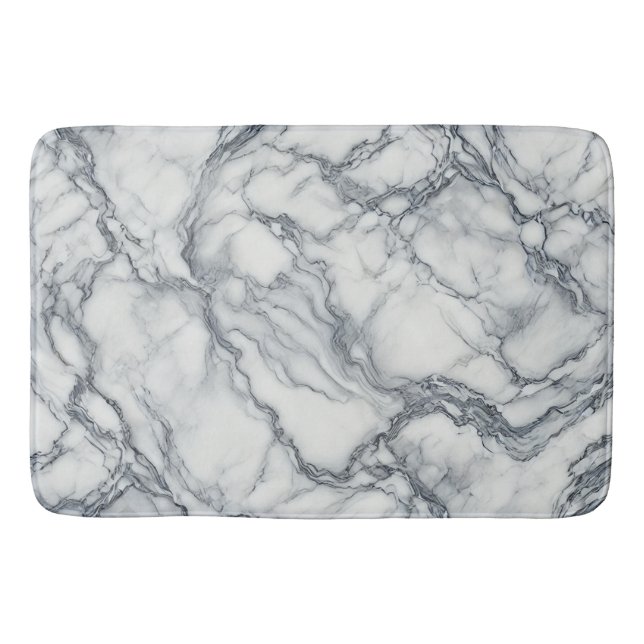 Tapis De Bain Chic Marbre Gris & Blanc Vue Glamour (Devant)