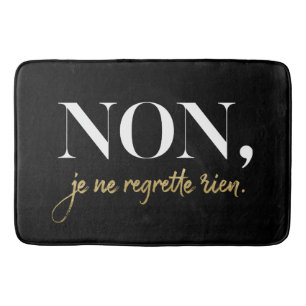 Tapis De Bain Chic Non Je Ne Regrette Rien Citation Black & Gold