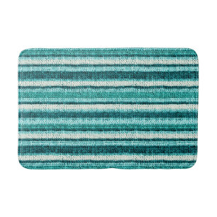 Tapis De Bain Chic rayé turquoise