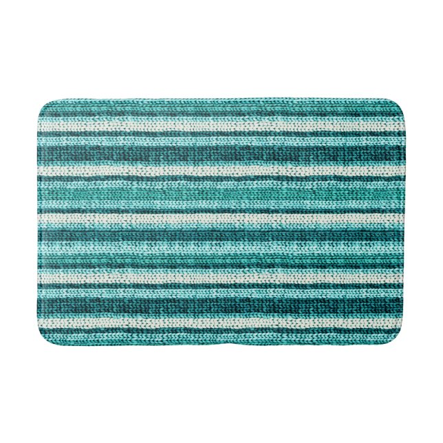 Tapis De Bain Chic rayé turquoise (Devant)