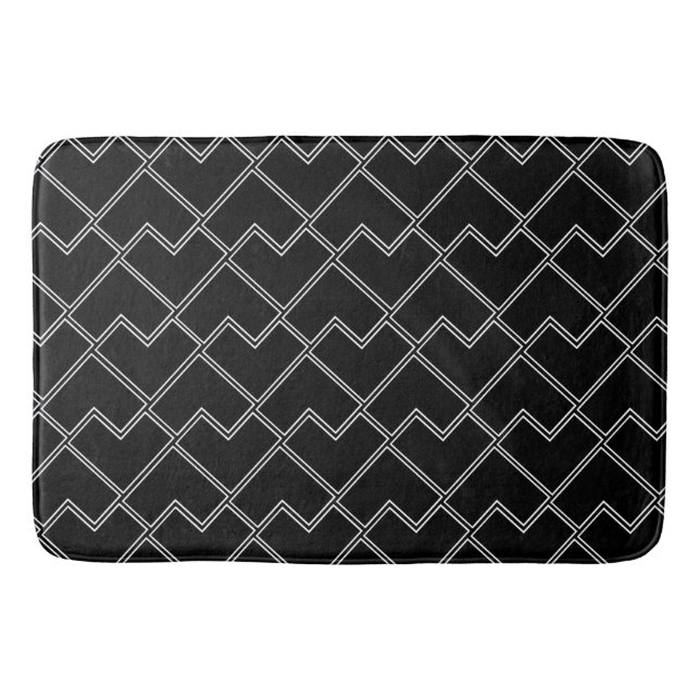 Tapis De Bain Chic tendance Motif géométrique noir et blanc (Devant)