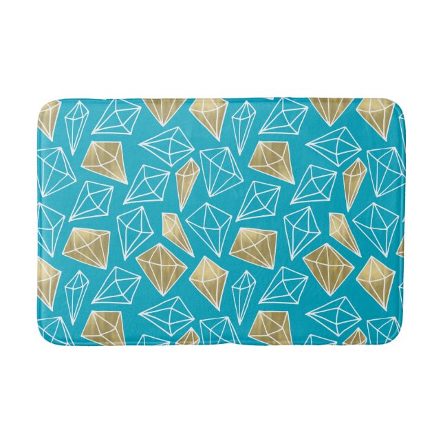 Tapis De Bain Chic Turquoise Aqua Blue Gold Diamonds (Devant)