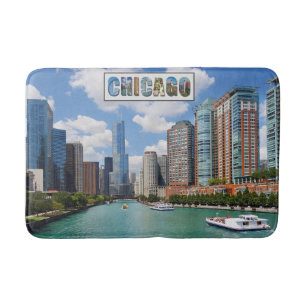 Tapis De Bain Chicago Illinois River Skyline