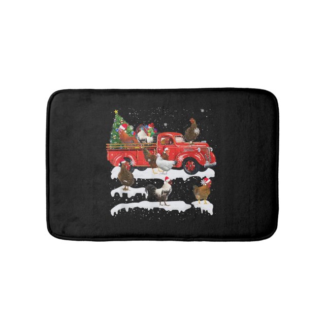 Tapis De Bain Chicken équitation Camion Rouge Noël Joyeux Noël (Devant)