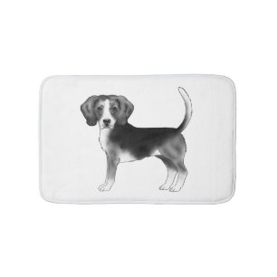 Tapis De Bain Chien Beagle Mignon Debout En Noir Et Blanc