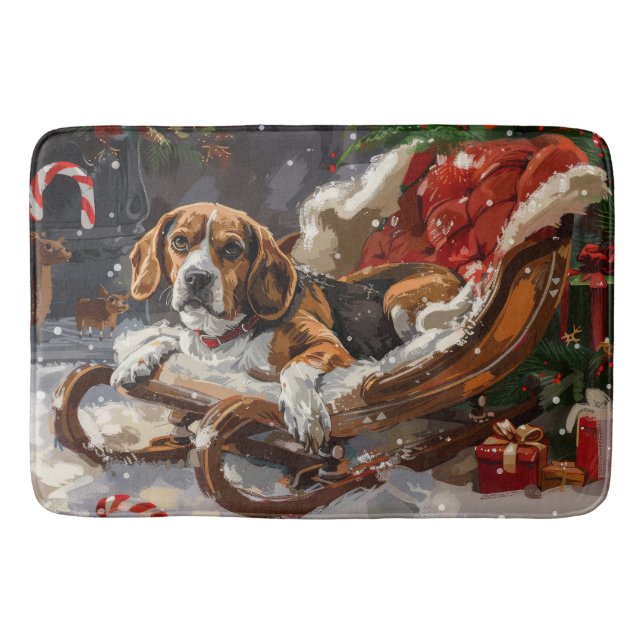 Tapis De Bain Chien Beagle Noël Festif (Devant)