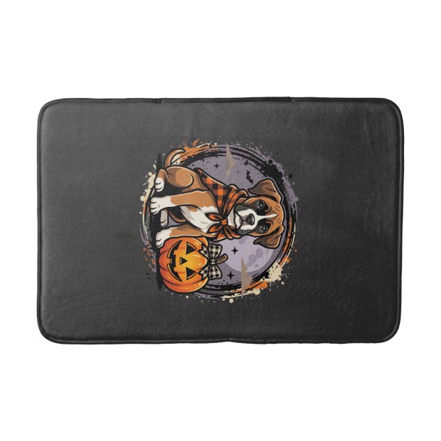 Tapis De Bain Chien Boxer Halloween Citrouille Sublimation (Devant)