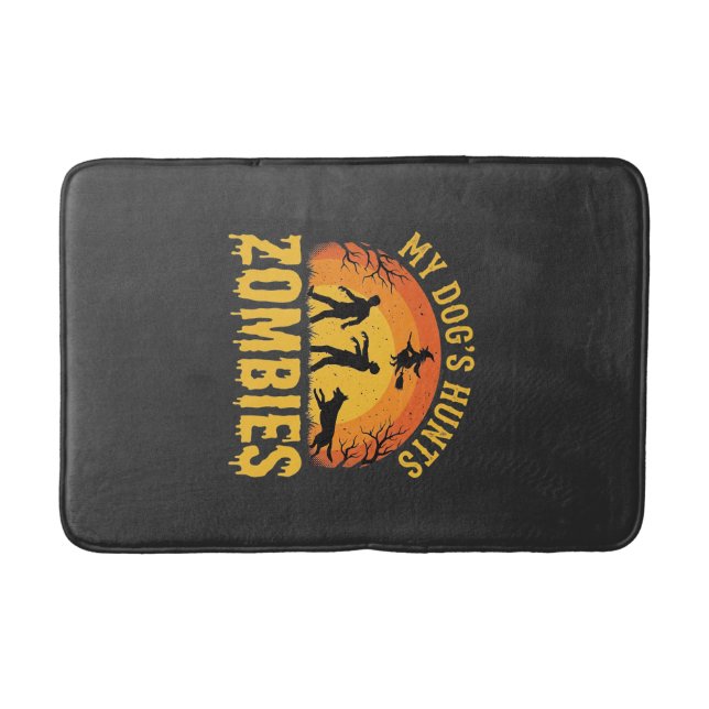 Tapis De Bain Chien Chasse Les Zombies Design Halloween (Devant)