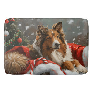 Tapis De Bain Chien Colley Rough Noël Fêtard