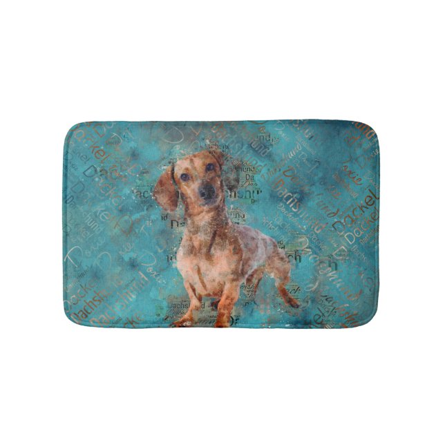 Tapis De Bain Chien de Dachshund Art multimédia mixte (Devant)