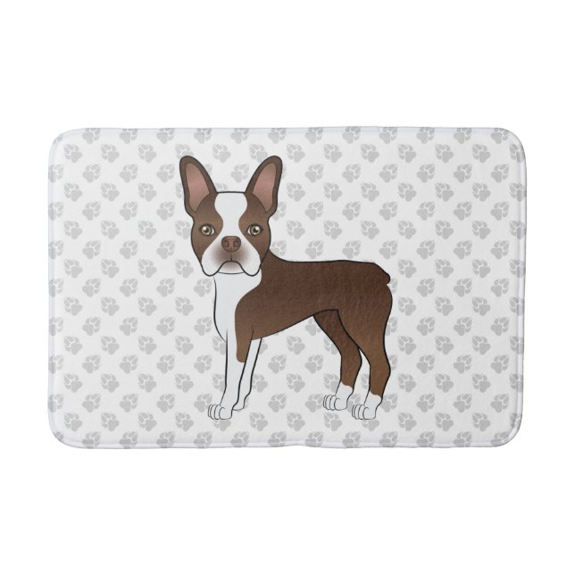 Tapis De Bain Chien de dessin animé Boston Terrier marron chocol (Devant)