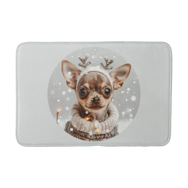 Tapis De Bain Chien de Noël Chihuahua Reindeer (Devant)