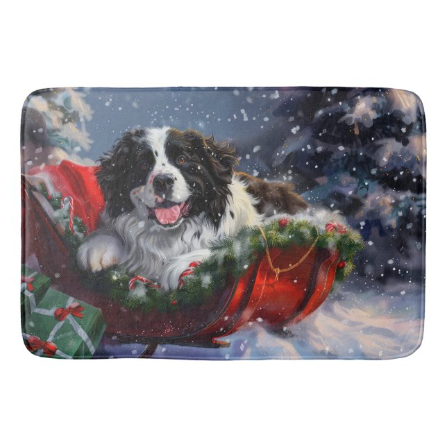 Tapis De Bain Chien de Terre-Neuve Noël Festif (Devant)