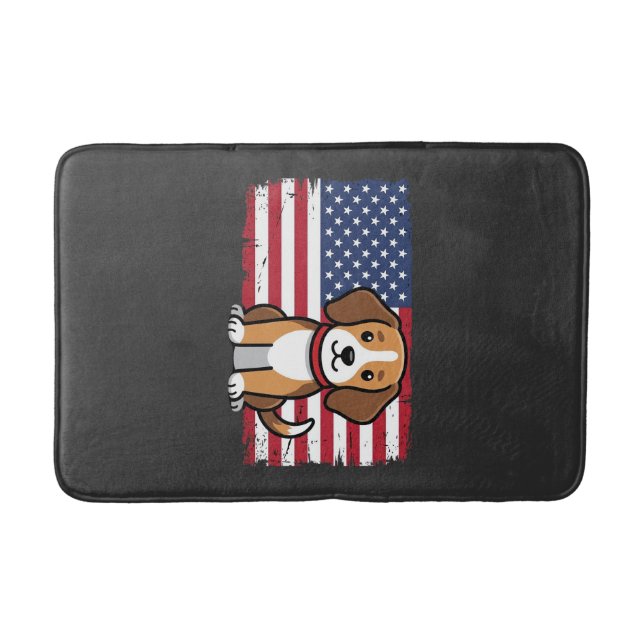 Tapis De Bain Chien Drapeau Américain Vectoriel Patriotique (Devant)