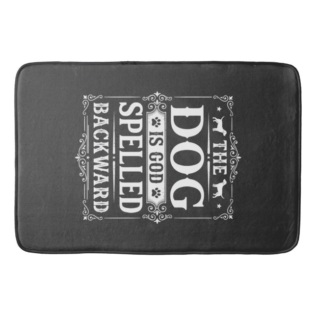 Tapis De Bain Chien Drôle Dieu Écrit à l'Envers (Devant)
