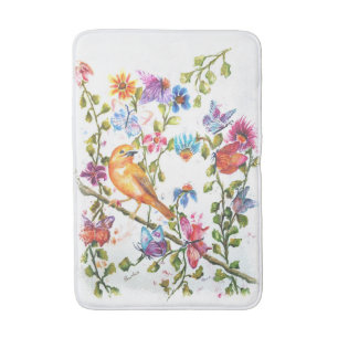 TAPIS DE BAIN CHIEN EMPREINTES DE PATTES JAUNE OISEAU