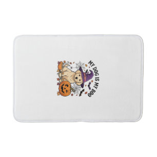 Tapis De Bain Chien est Boo Halloween Sorcière Chiot Citrouille_