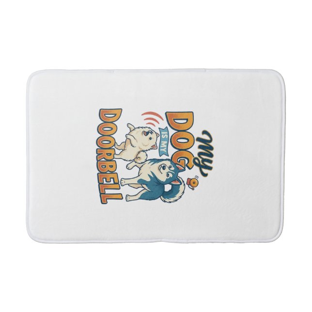 Tapis De Bain Chien est sonnette aboiement blanc bleu_1 (Devant)