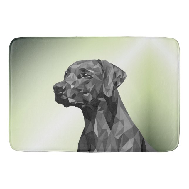 Tapis De Bain Chien géométrique gris sur fond vert (Devant)