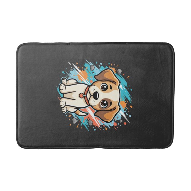 Tapis De Bain Chien mignon éclaboussure de peinture Art vectorie (Devant)