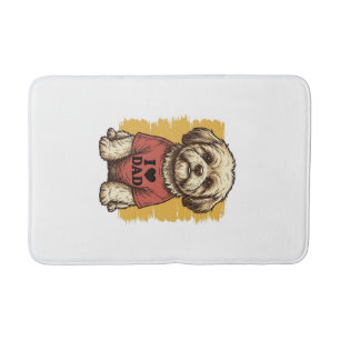 Tapis De Bain Chien Mignon J'Aime Papa Gravure Vintage Vector De