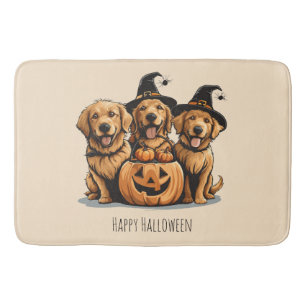 Tapis De Bain Chien Retriever doré Halloween Citrouille Jack
