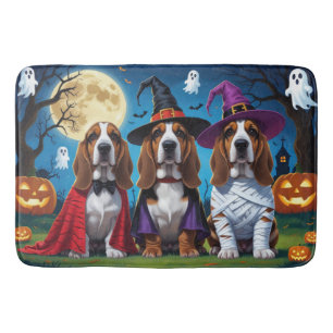 Tapis De Bain Chiens Basset Hound Citrouille Halloween Drôle