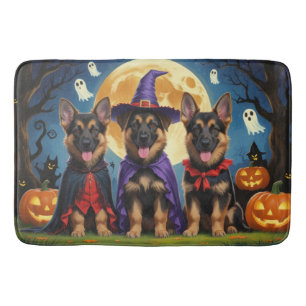 Tapis De Bain Chiens bergers allemands Citrouille Halloween drôl