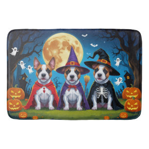 Tapis De Bain Chiens Bull Terrier Citrouille Halloween Drôle