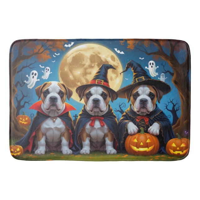 Tapis De Bain Chiens Bullmastiff Citrouille Halloween Funny (Devant)