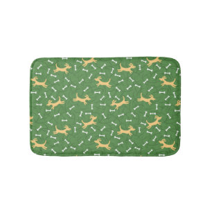Tapis De Bain chiens chanceux avec l'arrière - plan d'os