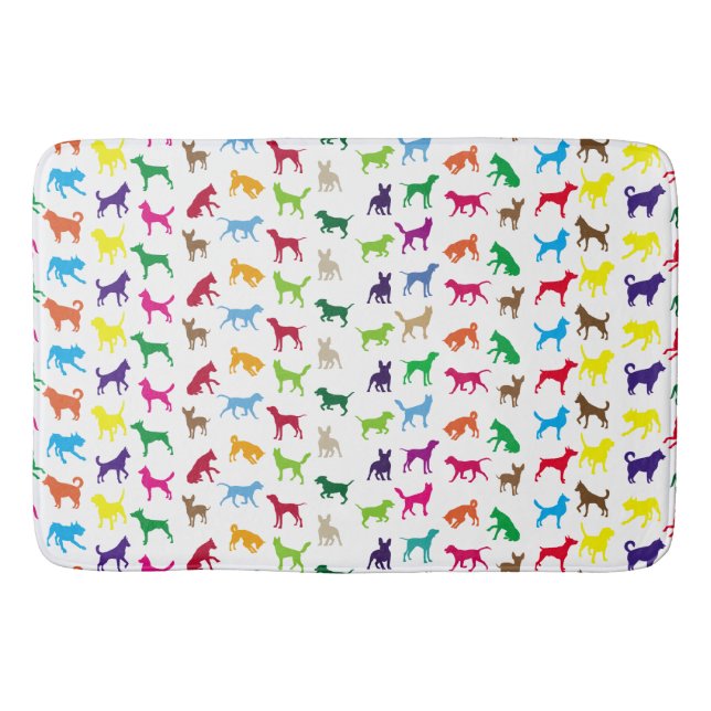 Tapis De Bain Chiens colorés silhouettes (Devant)
