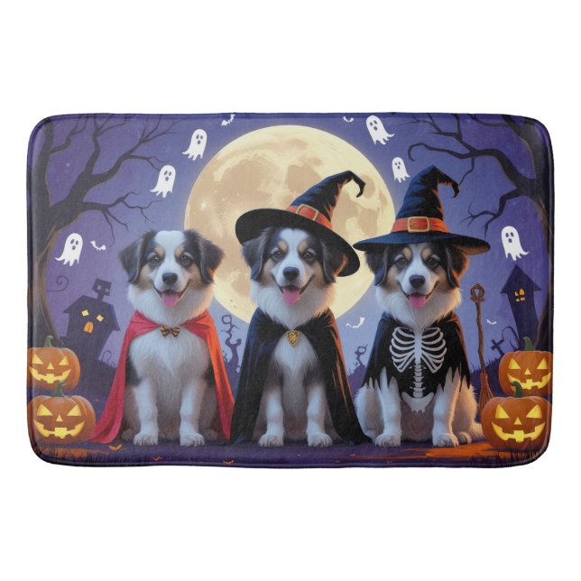 Tapis De Bain Chiens de berger anatoliens Citrouille Halloween d (Devant)