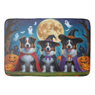 Tapis De Bain Chiens de berger australiens Citrouille Drôle d'Ha