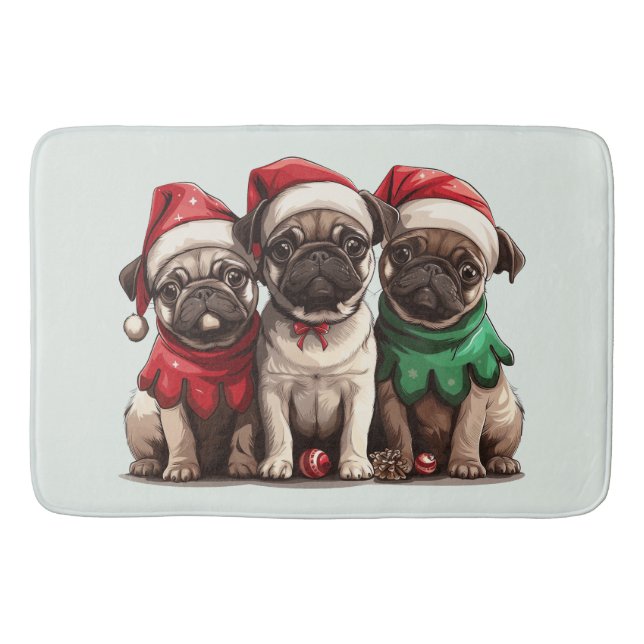 Tapis De Bain Chiens de Carlin de Noël (Devant)