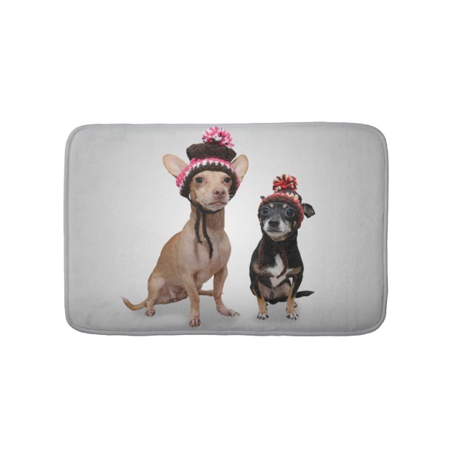 Tapis De Bain Chiens de chiwawa avec la photo de casquettes (Devant)
